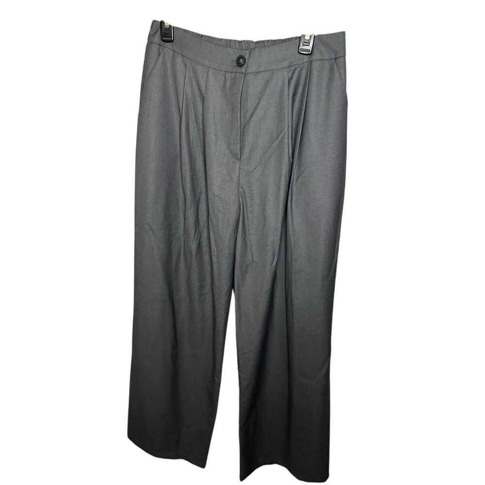 Immens Gray Pleated Cropped Wide‎ Leg Career Trousers XL